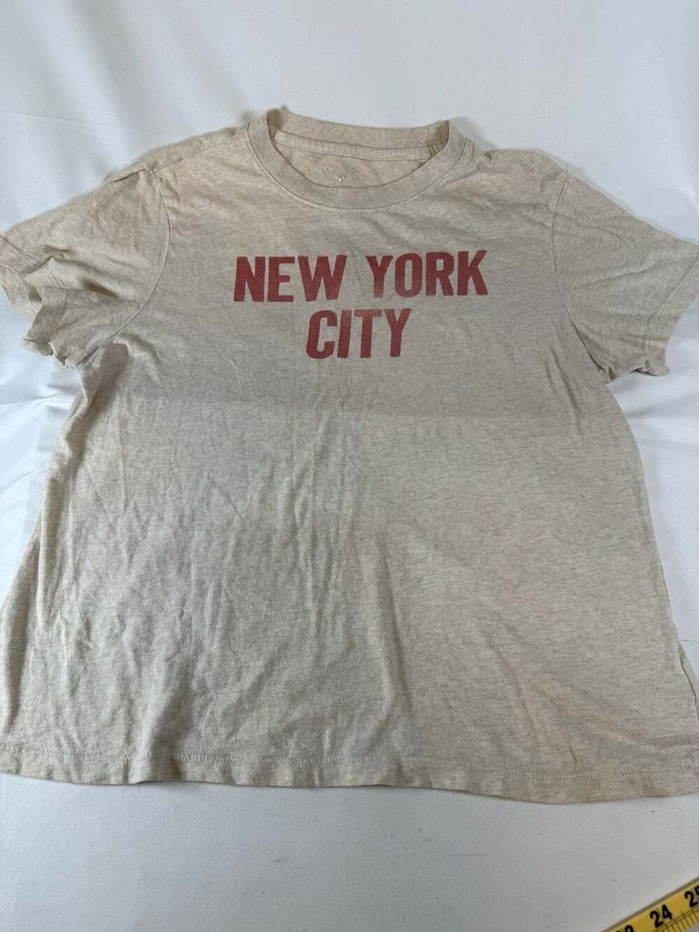 American Eagle New York City T-Shirt Size M Heather Beige Red Graphic Streetwear